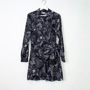 Parker Long Sleeve Shirt Dress In Mini Black Gianna size Medium